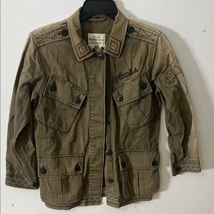 THURSDAY ISLAND OLIVE GREEN‎ MILITARY STYLE JACKET SIZE S